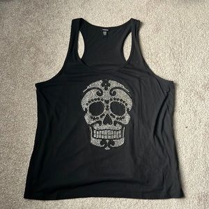 TORRID SEQUIN SKULL RACERBACK TEE
